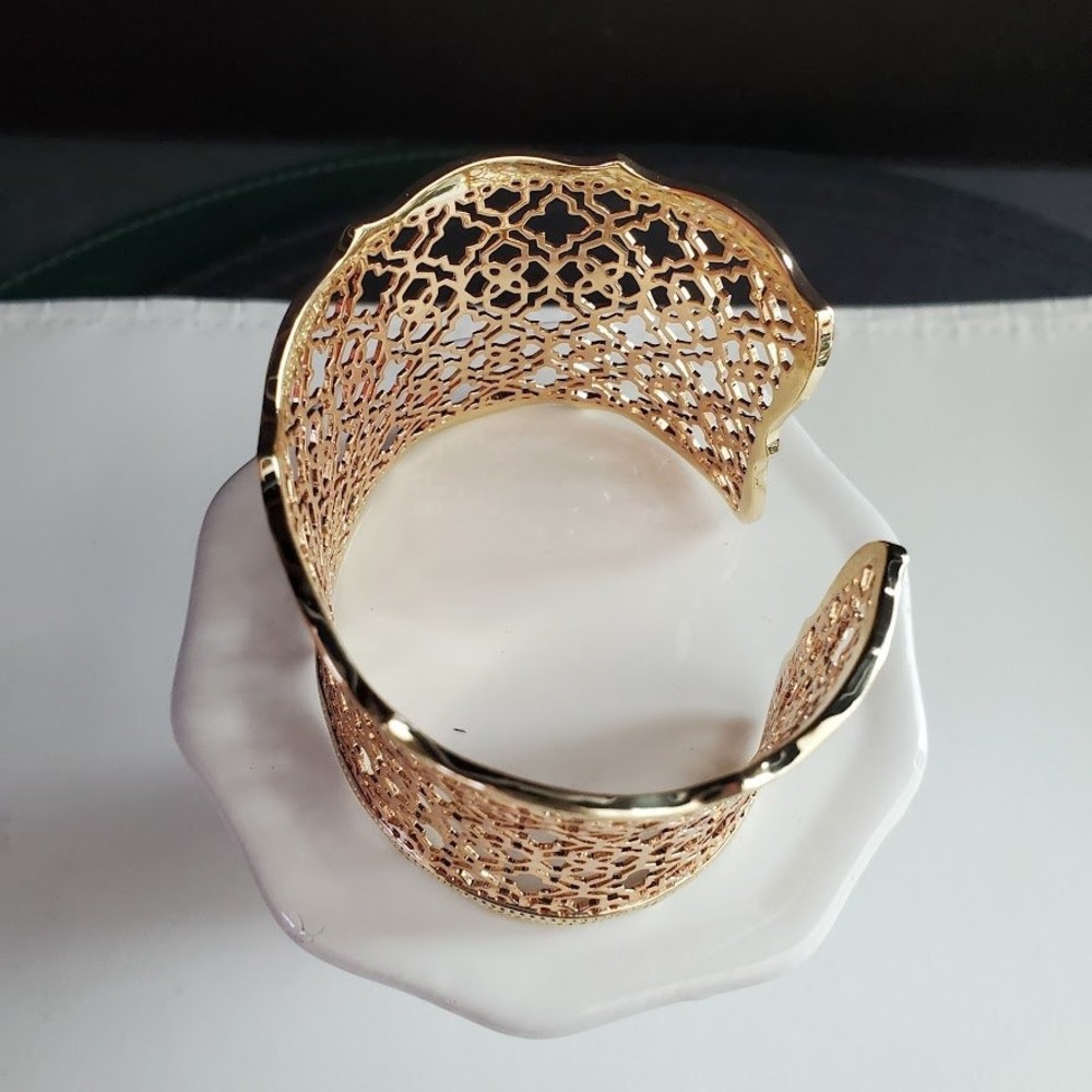 Kendra Scott Candice Cuff Bracelet Rose Gold & Gold Plate Filigree Lattice - Picture 5 of 10